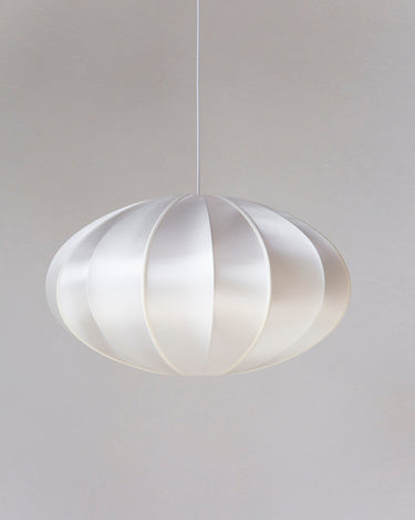 Pantalla colgante Pumpkin de seda offwhite para lámpara E27