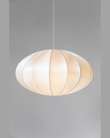 Pantalla colgante Pumpkin de seda offwhite para lámpara E27