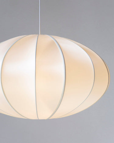 Pantalla colgante Pumpkin de seda offwhite para lámpara E27