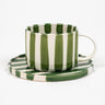 Taza Monica con Plato Verde Elegante para Bebidas Calientes