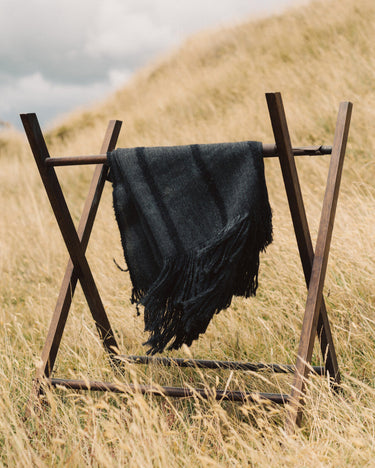 Manta negra de lana de alpaca