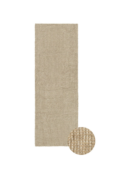 Alfombra lavable de lana Sand Stone natural de 80 × 230 cm