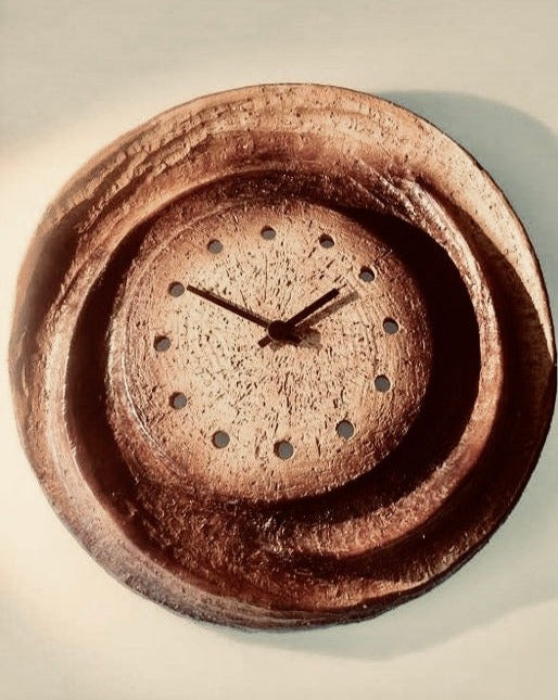 Reloj de pared brutalista de cerámica años 70