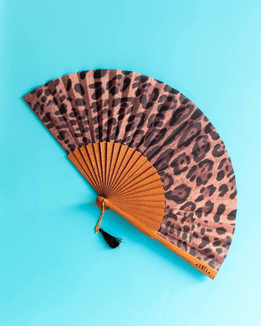 Abanicos de madera de sipo y algodón: detalle del estampado