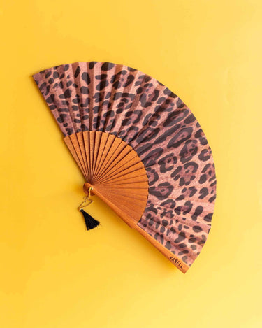 Abanico de madera de sipo y algodón estampado de Kanela Fans