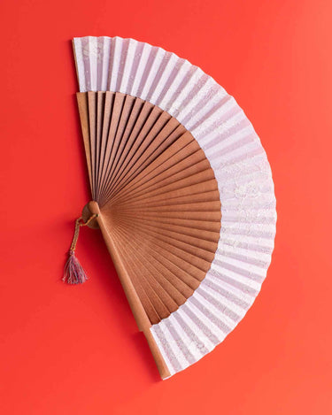 Abanico Boheme de madera pintada y algodón con encaje