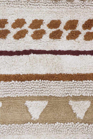 Alfombra de algodón geométrica multicolor utilizada como tapiz decorativo