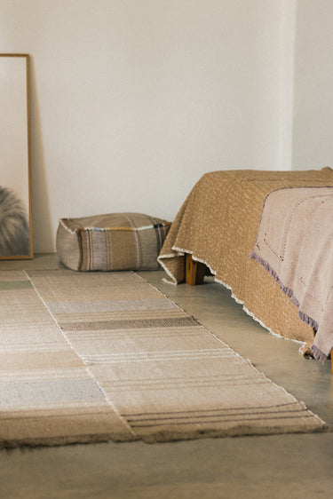 Alfombra pequeña rectangular de algodón y lino multicolor, ideal para dormitorio, recibidor o rincón de lectura