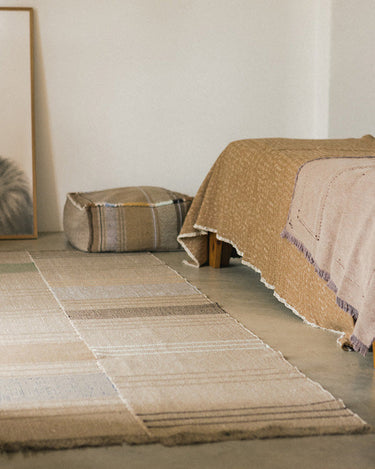 Alfombra pequeña rectangular de algodón y lino multicolor, ideal para dormitorio, recibidor o rincón de lectura