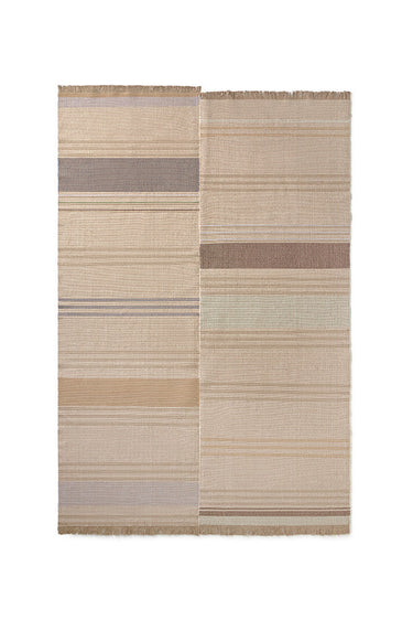 Alfombra rectangular tejida a mano de algodón y lino multicolor, tamaño 170 × 240 cm