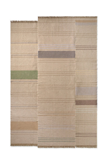Alfombra rectangular tejida a mano de algodón y lino multicolor, tamaño 200 × 300 cm