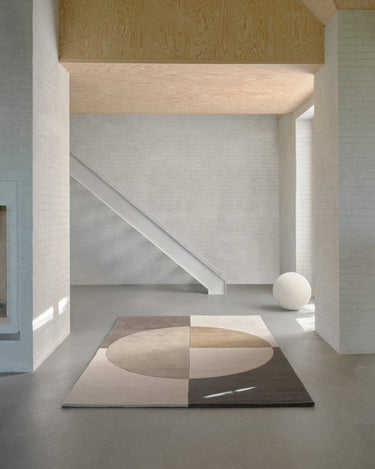 Alfombra de lana verde oliva con diseño radial Radiality Linie Design