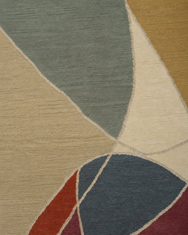 Alfombras Aurora Lume de Linie Design: detalle del encuentro entre tonos verdes y tierra