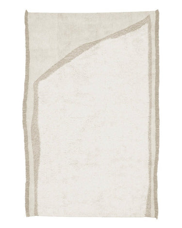 Alfombra lavable de lana abstracta beige de 140 × 200 cm, vista principal