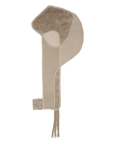 Alfombra de lana beige con marco torcido en relieve Awry Frame Linie Design vista completa