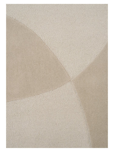 Alfombra de lana beige con relieve Split Plains de Linie Design, detalle del cruce de las formas geométricas