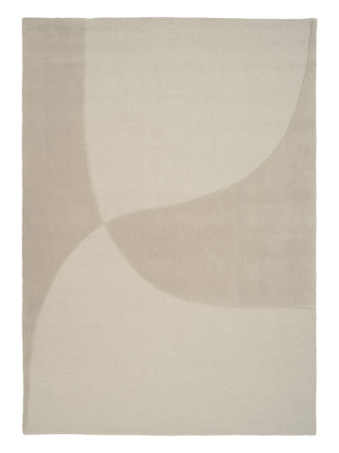 Alfombra de lana beige con relieve Split Plains de Linie Design, vista del diseño rectangular en tonos beige