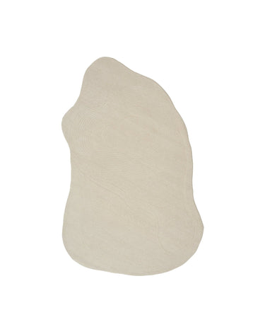 Alfombra de lana blanca con forma irregular de fósil fluido Fluid Fossil Linie Design vista completa
