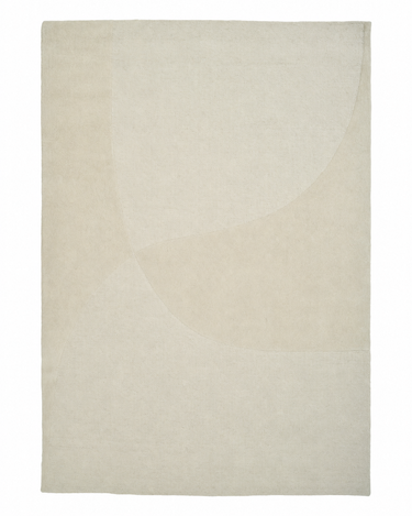 Alfombra de lana blanca con relieve Split Plains de Linie Design, vista completa del diseño en relieve