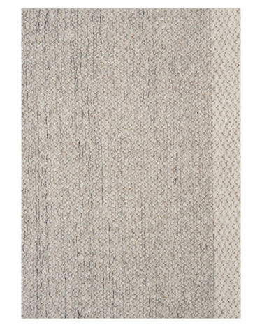 Alfombra de lana jaspeada clara reversible de Linie Design: detalle del tejido jaspeado.