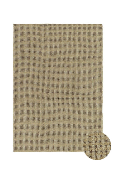 Alfombra lavable de lana marrón y verde musgo de 80 × 140 cm, vista principal