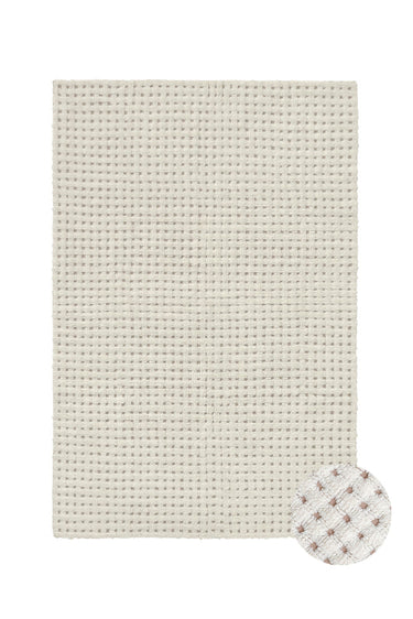 Alfombra lavable de lana natural de 80 × 140 cm, vista principal para dormitorio