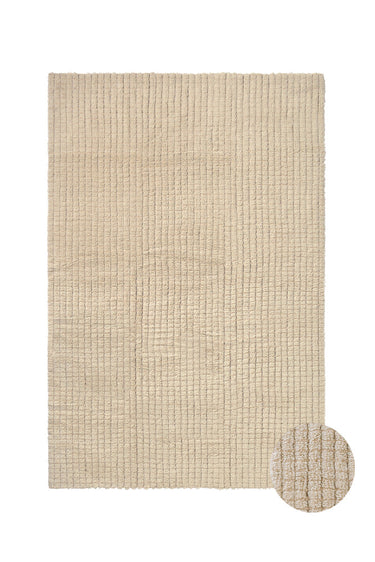 Alfombra lavable de lana natural y concha de 80 × 140 cm, vista principal