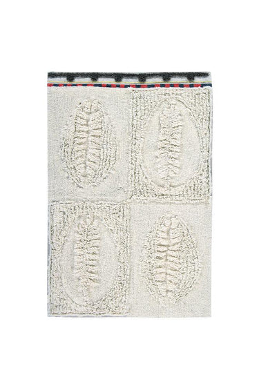 Alfombra orgánica de lana beige con base antideslizante