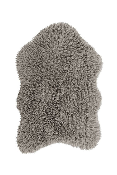 Alfombra lavable de lana orgánica gris de 75 × 110 cm, vista principal