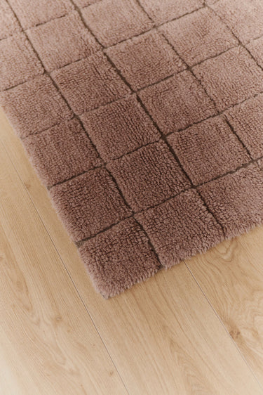 Alfombra lavable de lana rosa cuarzo de 170 × 240 cm para salón o comedor