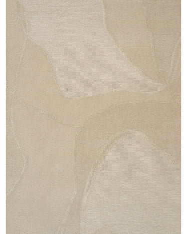 Alfombra de lana y seda beige con ondas de Linie Design: detalle de los segmentos curvos.