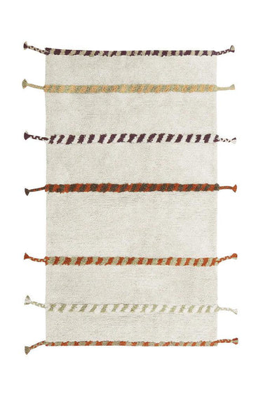 Alfombra lavable de algodón geométrica beige de 80 × 120 cm