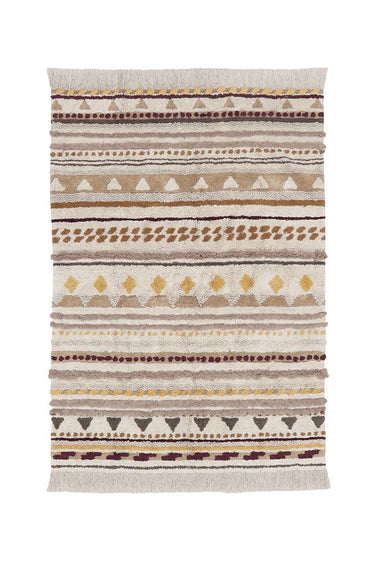 Alfombra lavable de algodón geométrica multicolor de 120 × 160 cm