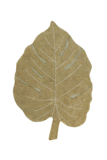 Alfombra lavable de algodón con forma de hoja oliva de 120 × 180 cm