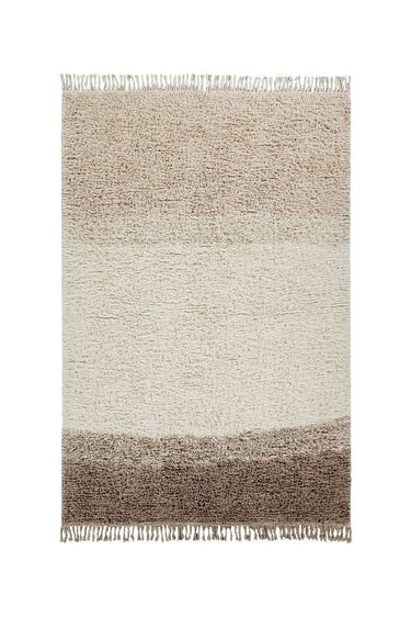 Alfombra lavable de lana con degradado beige de 140 × 200 cm