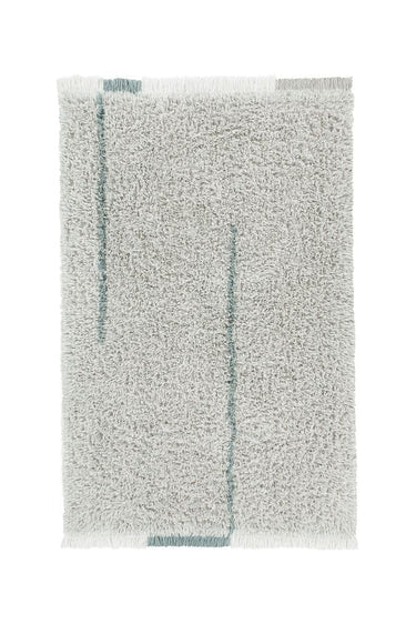 Alfombra lavable de lana gris de 170 × 240 cm