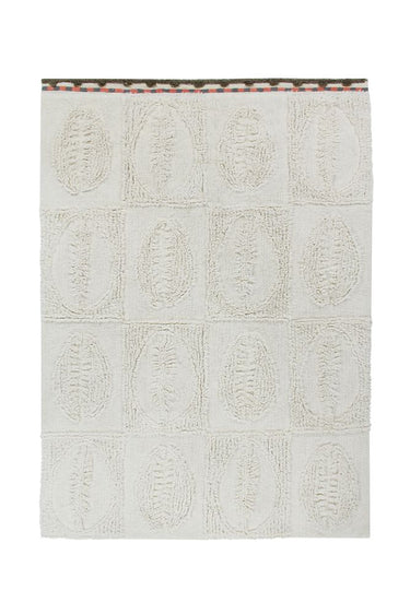 Alfombra lavable de lana orgánica beige de 80 × 120 cm