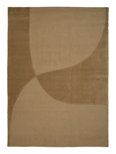 Alfombra mostaza de lana Split Plains de Linie Design, vista completa rectangular