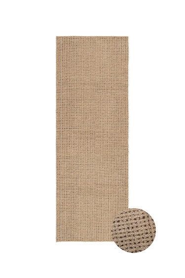 Alfombra rectangular de lana marrón y natural de 80 × 230 cm para pasillo