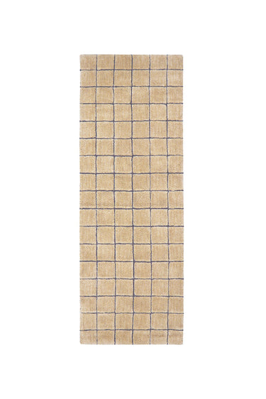 Alfombra de pasillo lavable de lana geométrica ámbar de 80 × 230 cm