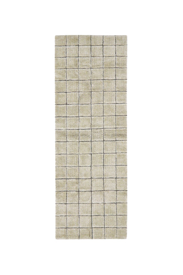Alfombra de pasillo lavable de lana geométrica arenisca de 80 × 230 cm