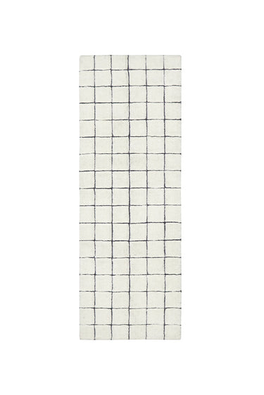 Alfombra de pasillo lavable de lana geométrica natural de 80 × 230 cm