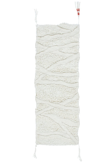 Alfombra de pasillo lavable de lana marfil de 70 × 200 cm