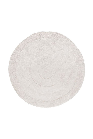 Alfombra redonda lavable de lana blanca de 250 cm, vista principal