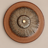 Aplique circular vintage de cerámica Søholm con relieve radial en marrón y gris