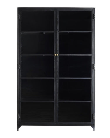 Armario alto de metal negro con puertas de cristal de Tine K Home