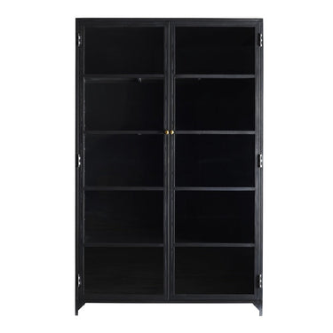 Armario alto de metal negro con puertas de cristal de Tine K Home