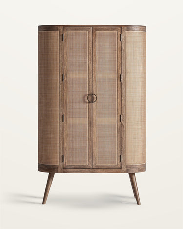 Armario de madera de mango y mimbre marrón de Vical