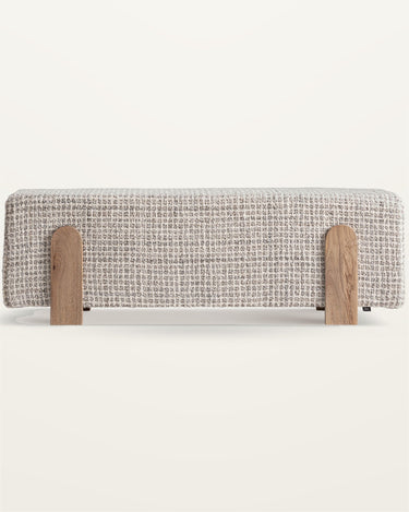 Banco de pie de cama de lana beige madera de mango de Vical