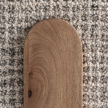 Banco de pie de cama de lana beige madera de mango de Vical, imagen 4